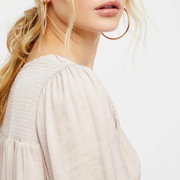 Free People Intimately Smockin’ and Rockin’ Bodysuit Champagne Pink Size Small - Picture 2 of 14